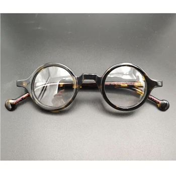 Vīriešu retro mazas, apaļas brilles rāmis, augstas kvalitātes retro acetāta optisko briļļu pārredzamu lēcu lasīšanas brilles dāmas