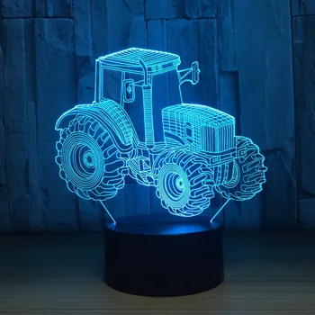 Lauksaimniecības Traktoru 3D LED Lampas Deco Vieglo Automobiļu Forma, USB Maksas, Pieskarieties Lampas Slēdzis 7 Krāsains Bērniem Nakts Gaismu Par Jaunā Gada Dāvanu
