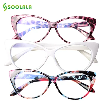 SOOLALA 3pcs Anti Zilā Gaisma Cat Eye Presbyopic Lasīšanas Brilles Sievietēm, Tonēts Pelēks Tējas Lēcas, Saulesbrilles, Lasīšanas Brilles