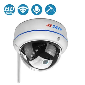 BESDER Bezvadu 2MP Audio IP Kameras FHD) 1080P Home Security Dome WiFi Kameru Vandal-proof 64G TF Kartes Āra Kameras iCsee P2P