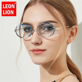 LeonLion Kārtas Bez Apmales Brilles Sievietēm Ir 2021. Dizainers Brilles Sievietēm Vintage Brilles Sieviešu/Vīriešu Luksusa Gafas De Sol Mujer