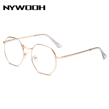 NYWOOH Gatavo Tuvredzība Brilles Sievietēm, Vīriešiem Metāla Daudzstūris Brilles Studentu Tuvredzīgs Briļļu -1.0 1.5 2.0 2.5 3.0 3.5 4.0