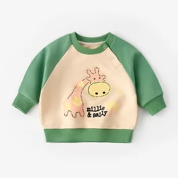 Jaundzimušo Rudens Sweatershirt Bērniem Ar Garām Piedurknēm Multiplikācijas Filmu Topi Jauns Kokvilnas Apģērbs Zēniem Modes Outwear Rozā Anlmal Džemperis Gadījuma