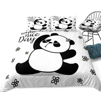 3 Gabali Gudrs Panda Gultas Piederumi Bērniem Zēni Meitenes Karikatūra Dzīvnieku Sega Sedz, Uzstādiet Panda Sega Segtu Ziedu Karalienes Gulta Uzstādiet Panda Dropship