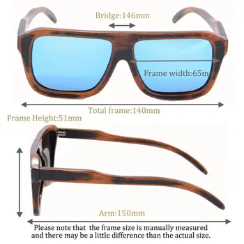 SHINU bambusa saulesbrilles vīriešiem, sievietēm polarizētās saulesbrilles, brilles zvejas roku krāsu pārklājuma brilles ar uv 400 aizsardzību B061