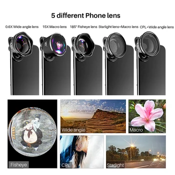 4K HD DSLR Mobilo Telefonu Kameras Objektīvs Litus:Foto Statīva CPL Starlight Tālrunis Filtrs+Awesome Fisheye&Wide-Agnel & 15X Makro & Objektīvs