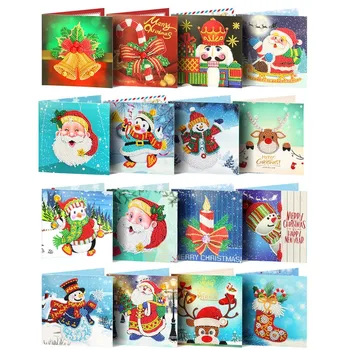 Dimanta Krāsošana Apsveikuma Kartītes Karikatūra Ziemassvētku un Dzimšanas dienas Kartiņas 5D DIY Bērni Festivāls Izšuvumi Sveicu Kartes Dāvanu