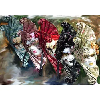 5D DIY carnival venēcijas maskas Dimanta Krāsošana Pilnu kvadrātveida/apaļā Rhinestone Mozaīkas Apdare, Sienas Uzlīmes, dimanta dāvanu FG903