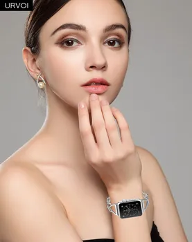 URVOI mīloša sirds braceket Apple Skatīties aproces meitene modes ķēdes rokas joslā nerūsējošā tērauda aproce par iWatch sērijas 654321