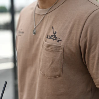 Saucezhan Vīriešu T Krekls Uzdrukāts Kabatas T-krekls, Kokvilna Dekoltē zonas Nostiprināšana Mīksta T Anti-deformācijas Anti-rukuma