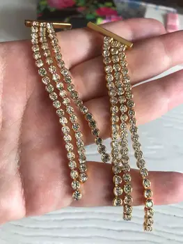 2020. gada Eiropas Pilna Rhinestone classic Laukumā Pušķis 18K zelta auskari trapecveida, antikvariāts, Metāla personalizētas modes auskari