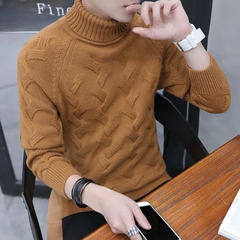 Rudenī un ziemā, korejiešu versija Slim vīriešu augsta apkakle bieza vienkrāsainu džemperi modes džemperis džemperis