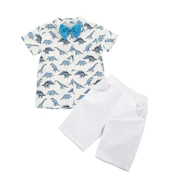Bērniem Bērnu Zēniem 3-gabals Apģērbs Kopa ar Īsām Piedurknēm Drukāt Krekls+Šorti+tauriņu Komplekts Bērniem Zēnu Drēbes noteikts Vasaras 2021 Jaunas