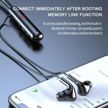 LED Bluetooth Bezvadu Austiņas Karājas Kakla Stereo Austiņas Ar Mic Ūdensizturīgs Sporta Earbuds Austiņas Atbalsta TF Karti Magnēts