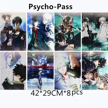 8 gab./daudz Anime Psycho-Pass Rotaļlietas Plakātus, Gleznas Psiho Iet Uzlīmes Sienas Attēlu 42x29cm Reljefs