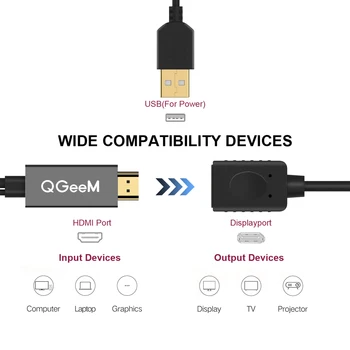 QGEEM HDMI, DisplayPort Adapteri 4K HDMI, DP Kabeli HDTV Adapteris Converter Vīriešu un Sieviešu Atbalsta 1080P HDTV, HDMI, DP