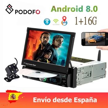 Podofo 1din Android Autoradio DVD Player, Wifi, GPS Navigācija, Bluetooth, 7