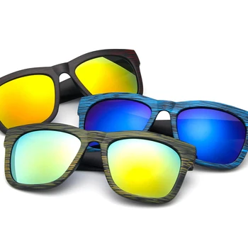 Modes Krāsains Flash Mirror Lēcas, Saulesbrilles Vīriešiem, Sievietēm, Briļļu Koksnes Graudu Rāmis Laukumā Ēnā, Saules Brilles Oculos Gafas L2