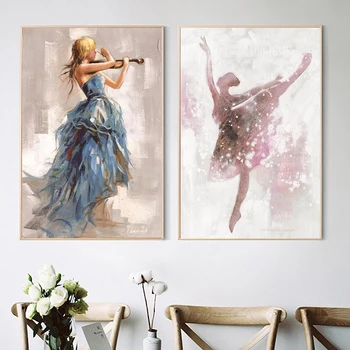 Balerīna Girl Sienas Mākslas Audekls Gleznas Vijoles Plakāti un Izdrukas Balerīna Girl Audekls Mākslas Izdrukas, lai Dzīvojamā Istaba