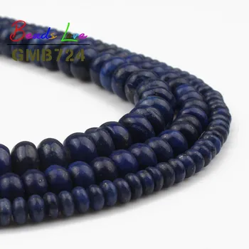 Dabīgā Akmens Zilā lapis lazuli Abacus Rondelle Distances Zaudēt Krelles Rotaslietas Pieņemšanas Diy Aproces Vairumtirdzniecības 4 6 8MM 15 Collu