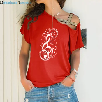 Sieviešu Mūzikas Ņemiet vērā, Grafiskais T-krekls Mūzikas Sievietes Tshirt Modes Jaunu Nelegālo Šķībs Krusta Apsēju, Kokvilnas T Shir t-veida Topi