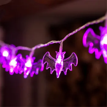 Šausmu Bat Spider LED Sloksnes Gaismas Halloween Puse Apdare, 1.6 m 10LED Augstas Kvalitātes Haunted House Skelets Foto Aksesuārus Dāvanu,W