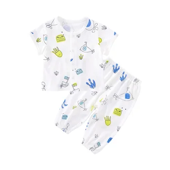 Pureborn Toddler Unisex Bay Apģērbu Komplekts 2 Gab Baby Tops un Bikses, Bērnu Apģērbs Iestatītu Izdruku Vasaras Elpojošs Kokvilnas Bērnu Pidžamas