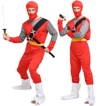 Halloween Black Ninja Cosplay apģērbi vīriešiem un sievietēm, pāriem, failu karnevāla masku bārs uzstādīts samurai apģērbi