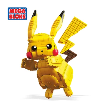 MEGA BLOKS Rotaļlietas Pokemon Sērijā Pikachu Celtniecības Bloki Pokemon Milzu Pikachu Kabatas Monstriem Playset Bērnu Rotaļlietu Svētku Dāvanu FVK81
