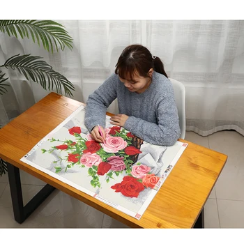 5D Dimanta Krāsošanas Ziedi Pilns Urbt Ķīnas Roze Dimanta Mozaīkas Pārdošanas Kārta Rhinestones Bildes Dimanta Izšuvumi Mājas Dekoru