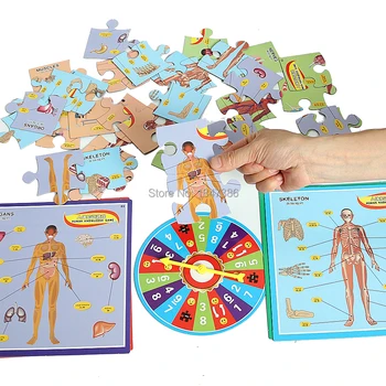 Agrīnās Izglītības Apgaismības cilvēka zināšanu spēle,Cilvēka Ķermeņa Uzbūvi, Papīra, Mozaīkas Izglītības Puzzle Rotaļlietas Bērniem