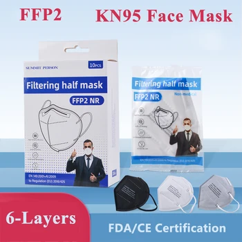 10-100GAB 6-slāņu FFP2 Mutes Maska, Pieaugušo KN95 PM2.5 Anti-miglas Anti-putekļu Filtrs, Respiratori Maskas Elpojošs Aizsardzības Mascarillas
