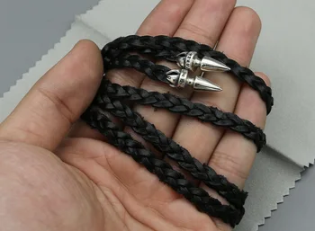 C28 s925 sudraba virve kaklarota kakla virves mīļotājiem, sudraba aksesuāri, ādas virve sprādzes zīmola black virves siksniņa karstā jauns