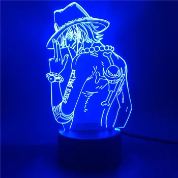 Anime Skaitlis Viens Gabals Portgas D Ace 3d Ilūziju, Gaismas Guļamistaba Led Nakts Gaisma bērniem, Bērniem Atdzist USB LED Galda Galda Lampa Rotaļlietas