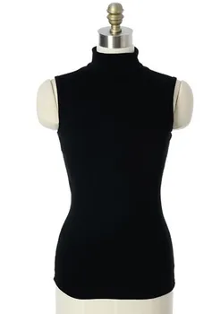 Jauno Modes Kokvilnas Sieviešu augstu uzrullētu apkakli bez Piedurknēm Slim T-krekls Pamata Krekls Sieviešu Gadījuma Top Tee Pavasara Bezmaksas Piegāde