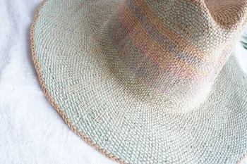 01909-panshi Korejas Pasūtījumus piparmētru zaļa Roku papīra salmu fedoras klp vīrieši sievietes atpūtas panamas cepure
