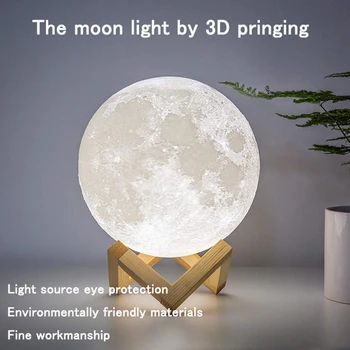 3D Drukas Mēness LED Nakts Gaisma Aptumšojami Touch USB Lādējamu naktsgaldiņš Lampu Mājas Istabā, Dekoratīvās Mēness Lampas Bērnu Dāvanu