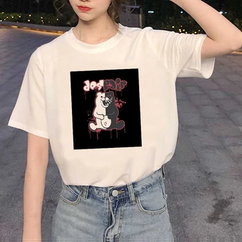 Sieviešu T-krekls ikdienas Otro Maru Melns Lācis, Anime Harajuku grafikas drukāšanai balts T krekls ar īsām piedurknēm, dāmas, sieviešu T-krekls