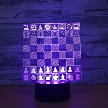 Šaha Galdiņš Mājas Apdare 3d Nakts Gaisma Jauki 7 krāsu izmaiņas 3D Lampas, Ziemassvētku rotājumi dāvana mazuļa istabas apgaismojums