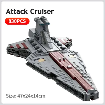 Star Wars Sērijas Venator Republic Attack Cruiser Modelis KM Celtniecības Bloki DIY 830PCS Ķieģeļi Rotaļlietas Izglītības Ziemassvētku Dāvanu Bērniem