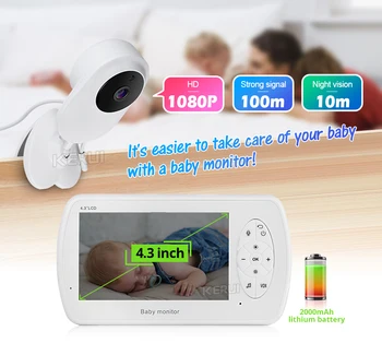 KERUI 4.3 collu Ekrāns 2MP 1080P Monitors Video Aukle Bērnu Drošības Kameras Temperatūra Nakts Redzamības Survailance
