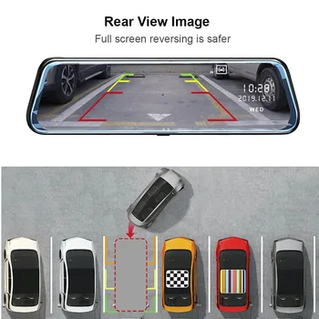 Automobiļu Video Ierakstītāju Android 8.1 Auto DVR 4G WIFI Dash Cam ADAS GPS Atpakaļskata spogulis Dual Objektīvs, 1080P 10 Collu Touch Screen