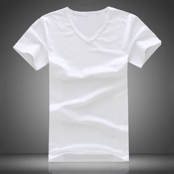 Vīriešiem V Kakla Apaļu Kakla Kokvilnas Gadījuma Kultūrisms Sporta T-krekls Slim Fit Īsām Piedurknēm tīrtoņa Krāsu Tee Vīriešu Top