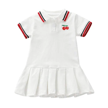 2019. Gada Vasarā Gadījuma Baby Meiteņu Drēbes, Ģērbšanās Ķiršu Drukāt Īsām Piedurknēm Kleita Bērni Toddler Gājienā Kleitas