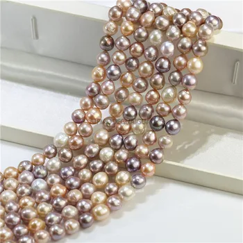 APDGG Nekustamā freswater pērles 9-10mm kārtas jauktu krāsu baroka pērle virzieni zaudēt krelles sievietēm lady rotaslietas DIY