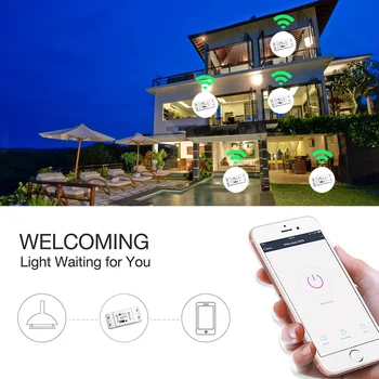 2 Gabali DIY WiFi Smart Gaismas Slēdzis Universālais Slēdzis Slēdzis Bezvadu Tālvadības pults Darbojas ar Alexa, Google Home Smart Home