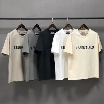 Modes zīmolu high street 1:1 miglas essentials augstas kvalitātes tīras kokvilnas vīriešu T-krekls dizainers Unisex lielajam zaudēt Īsām piedurknēm