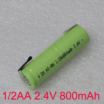 1-5GAB 800mah 2.4 V 1/2AA ni-mh uzlādējams akumulators 1/2 AA nimh šūnu ar metināšanas cilnes elektrisko skuvekļu skuvekli zobu suka