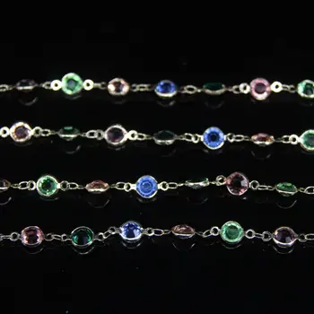 6mm Multi-krāsu Stikla Slīpētas, Plakani Apaļas Pērles Monētas Stikla Rožukroni Ķēdes,Zelta Pārklājumu Vadu Ietin Vara Sieviete Džemperis Ķēdes
