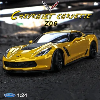 Welly 1:24 Chevrolet Corvette Z06 auto sakausējuma auto modeļa simulācijas auto dekorēšana kolekcija dāvanu rotaļlietas Die casting modelis zēns rotaļlietas